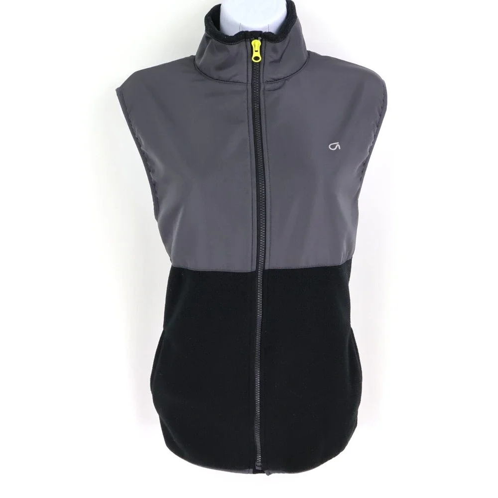 GAP Fit Fleece Lined Vest Jacket Kids Size XXL‎ Black Gray Colorblock Pockets